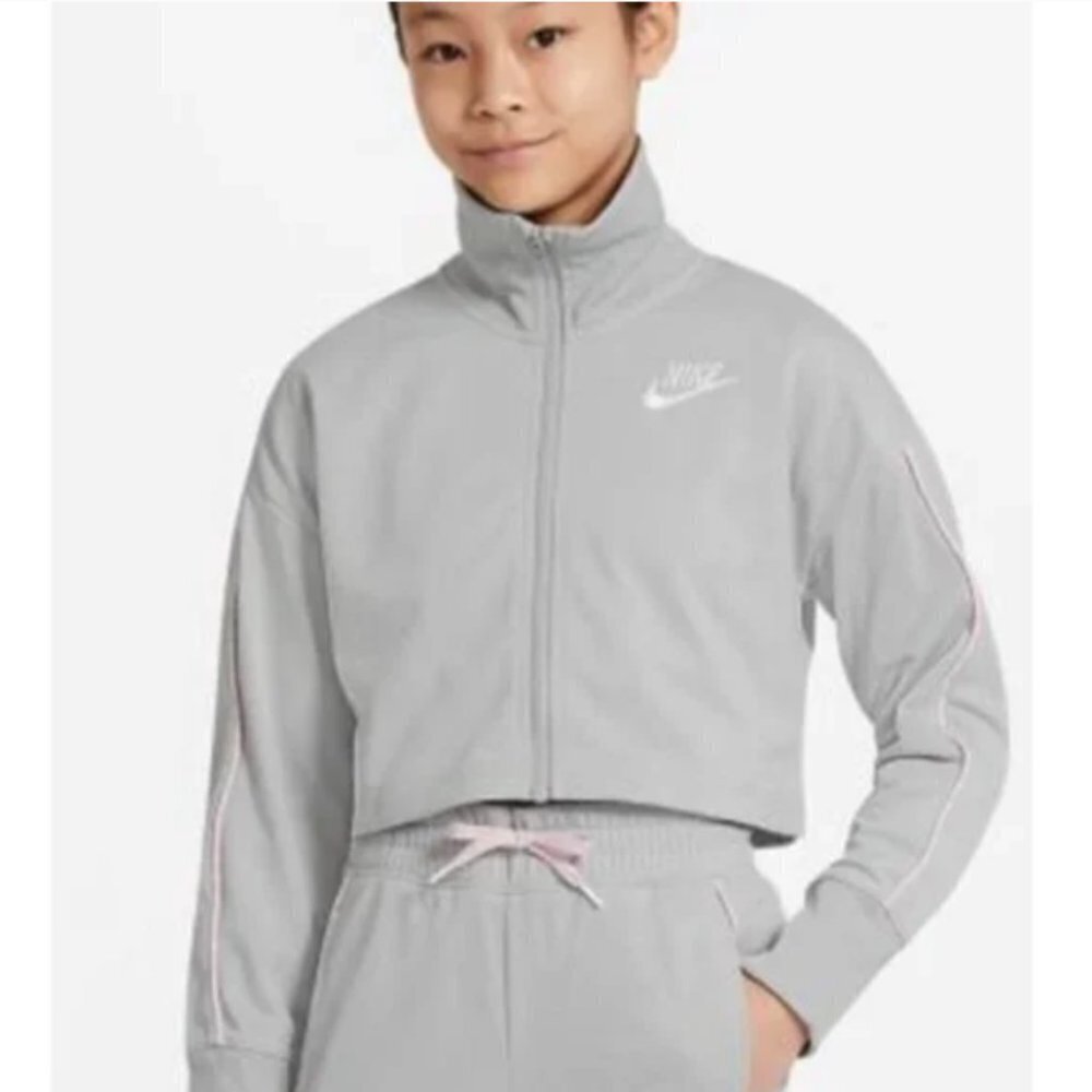 Nike Girls' Full Zip Cropped Tracksuit Top - L